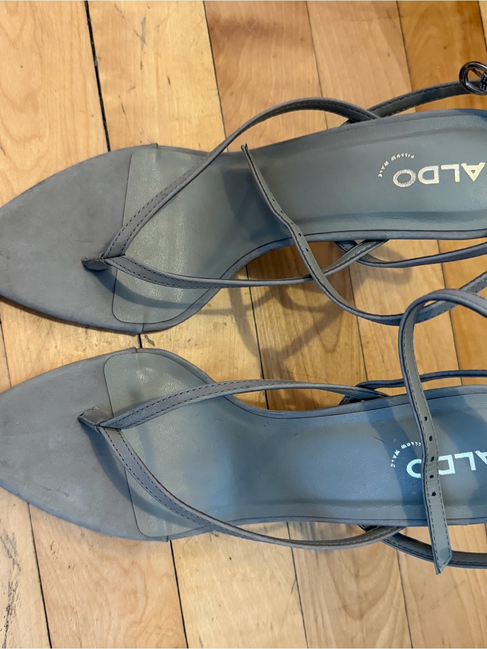 ALDO Slate Gray Strappy Square-Toe Sandals
